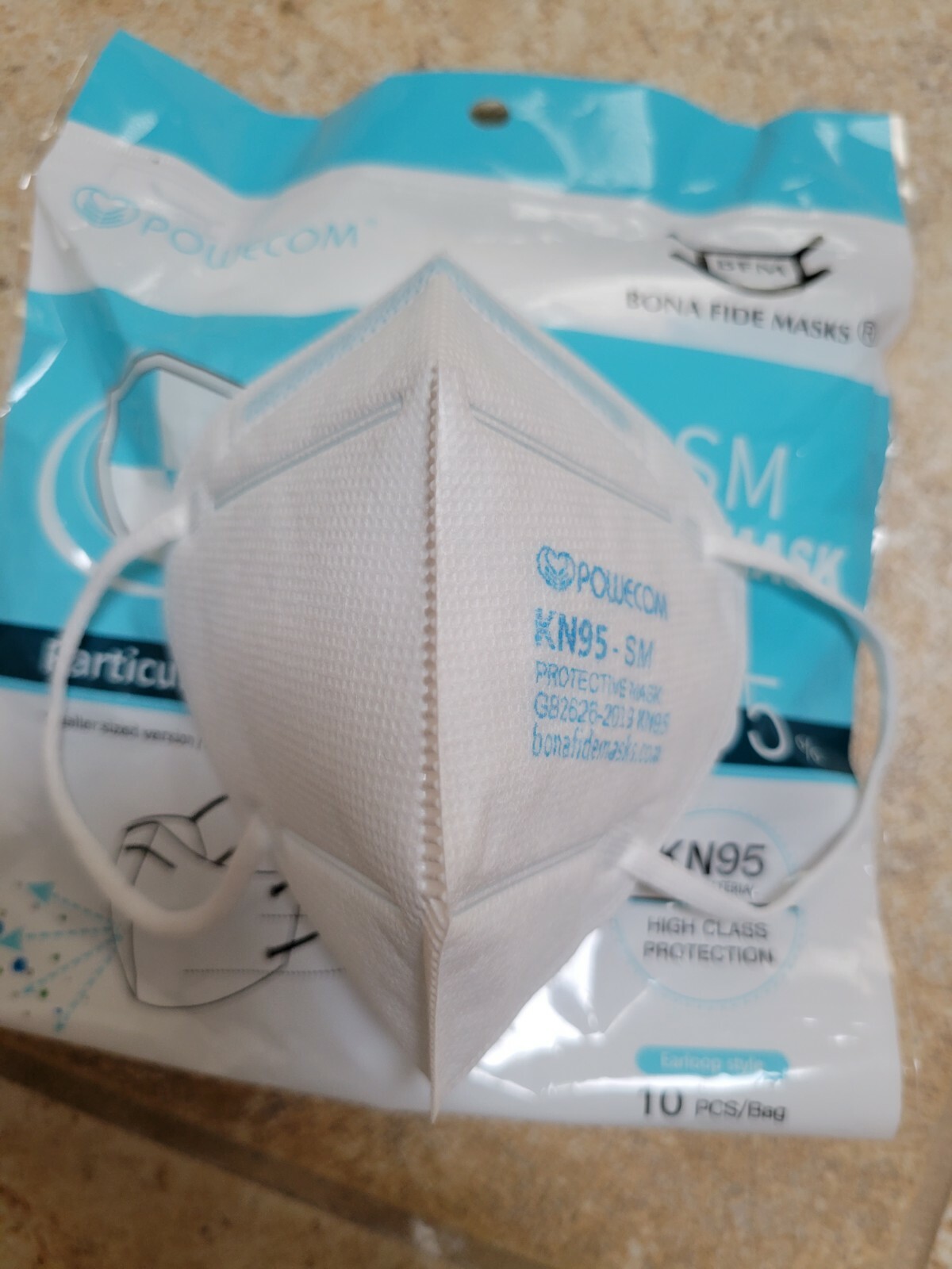 10 Pack Genuine POWECOM KN95 SM Small Children Kids Face Mask Latest GB2626-2019