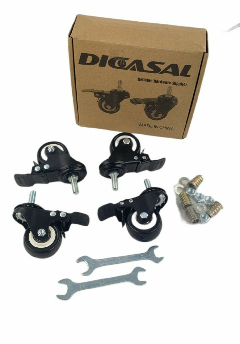 DICASAL 1″ Stem Casters, Heavy Duty Swivel Stem Casters PU Foam Quite Mute