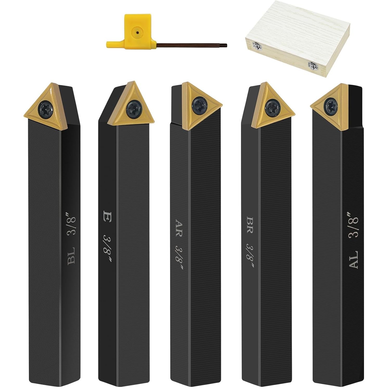 Carbide Metal Cutting Tool Bits 3/8″ Shank 5pc Kit Metal Lathe Cutting Tools