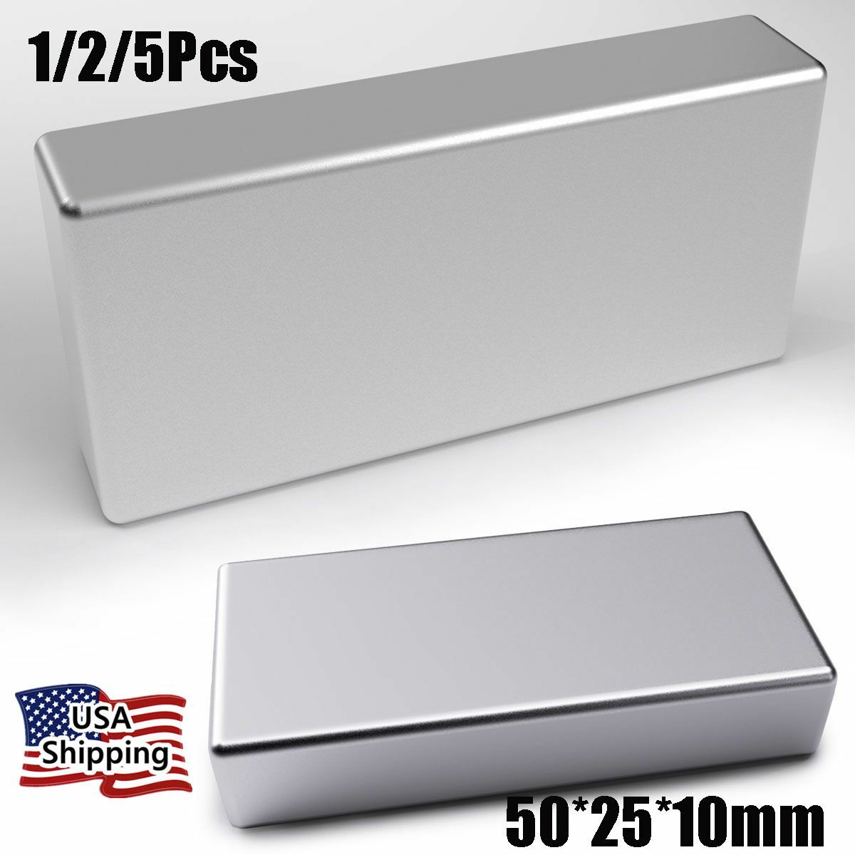 Big Block Magnets Super Strong Rare Earth N52 Neodymium Large Magnet 2″X1″X0.39″