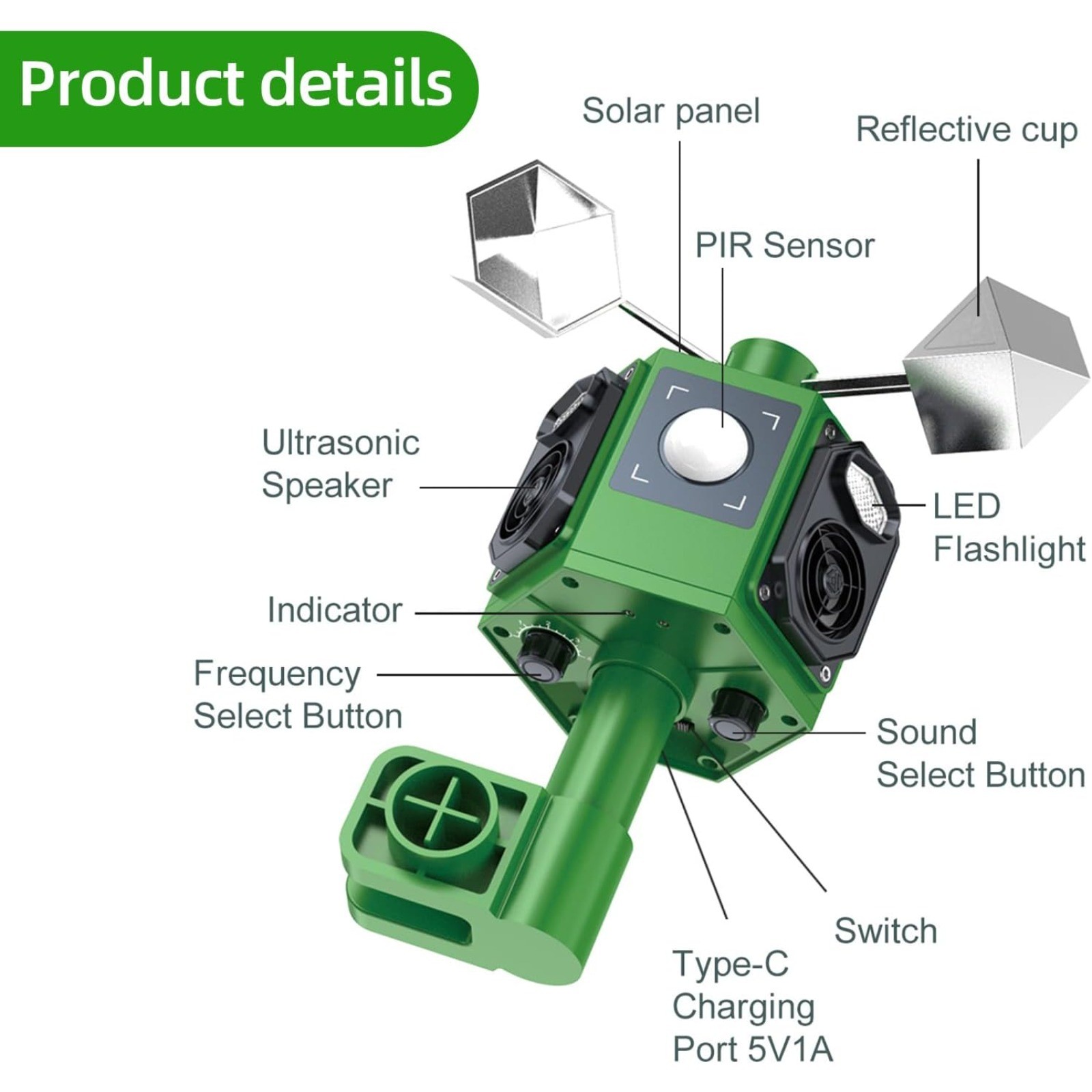 Bird Repeller Outdoor Sound Wave, Ultrasonic Deterrent for Home Garden