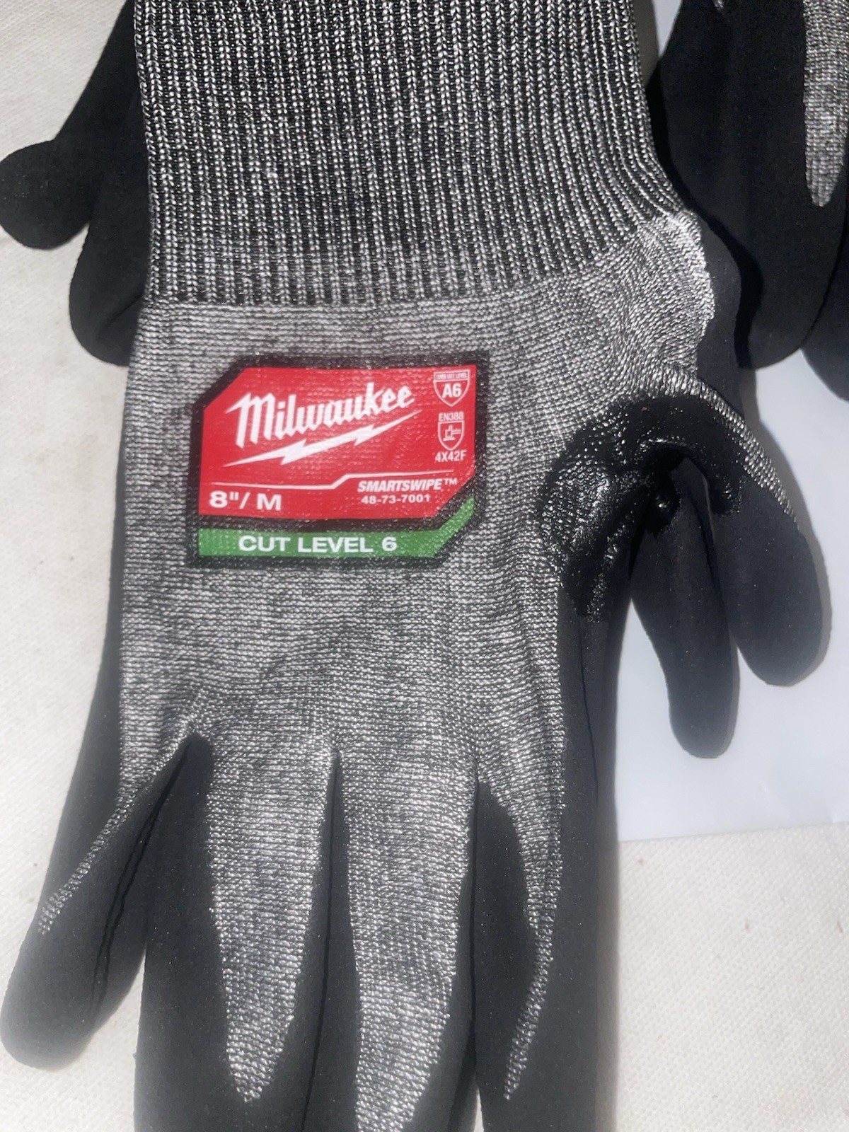 (10) Pair Milwaukee 48-73-7001 Size 8 (medium) Smartswipe Cut Level 6 Gloves