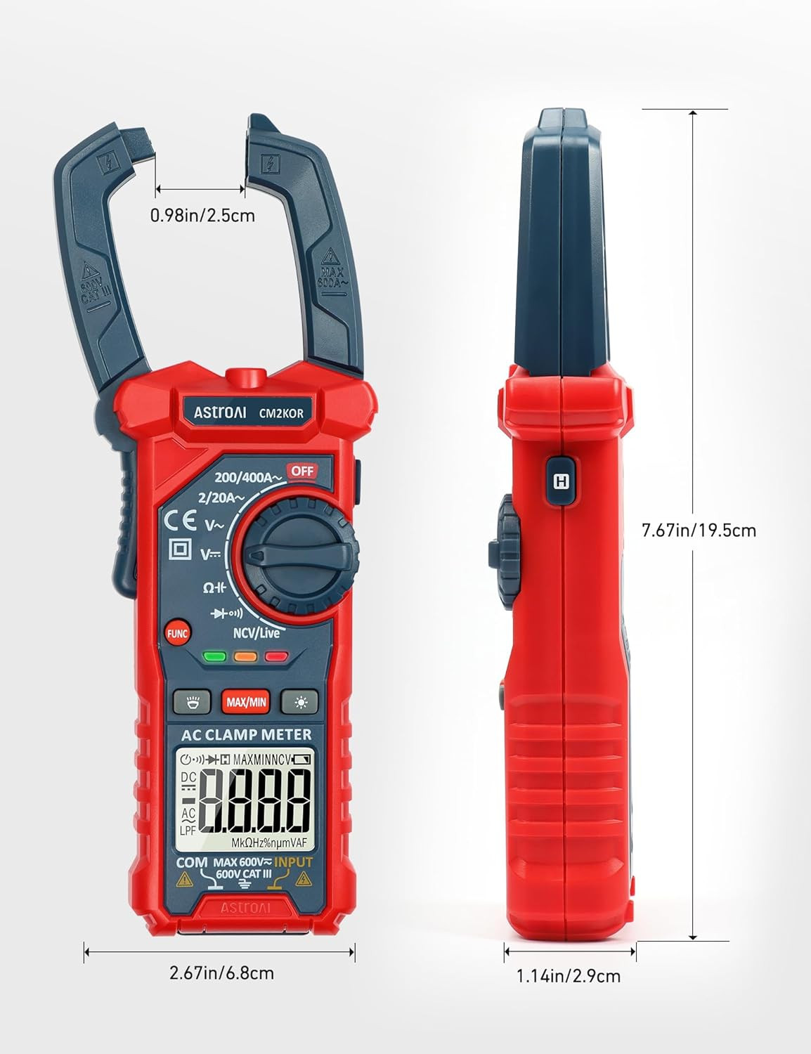 Astroai Digital Clamp Meter Multimeter 2000 Counts Amp Voltage Tester Auto-Rangi