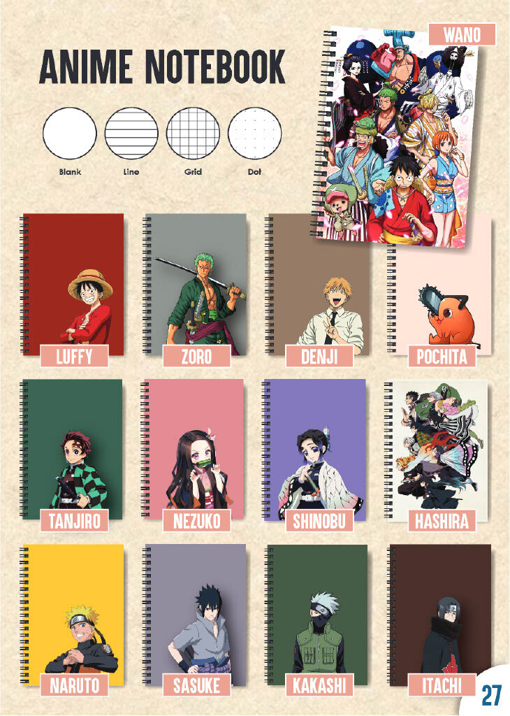 A5 Notebook Sidebind Anime Design Cardcover Book Lined Journal School Office