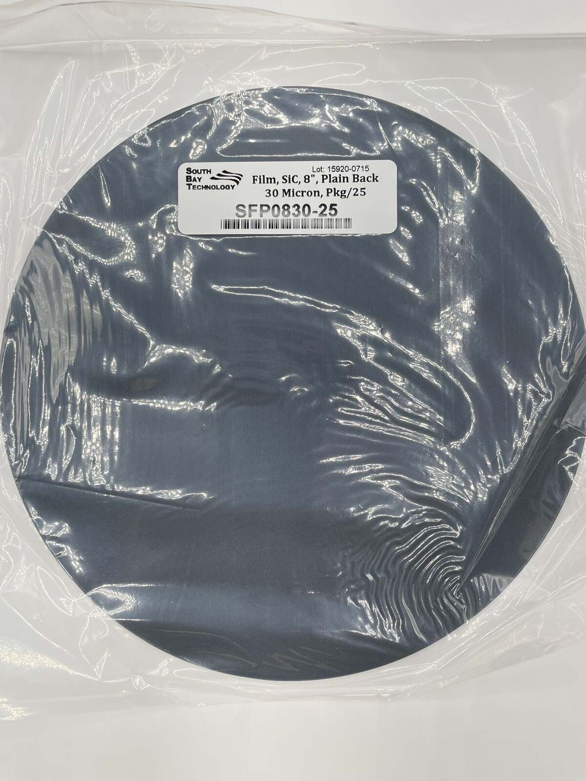 (Qty 25) 30 Micron Silicon Carbide Abrasive Film 8″ Disc – Black