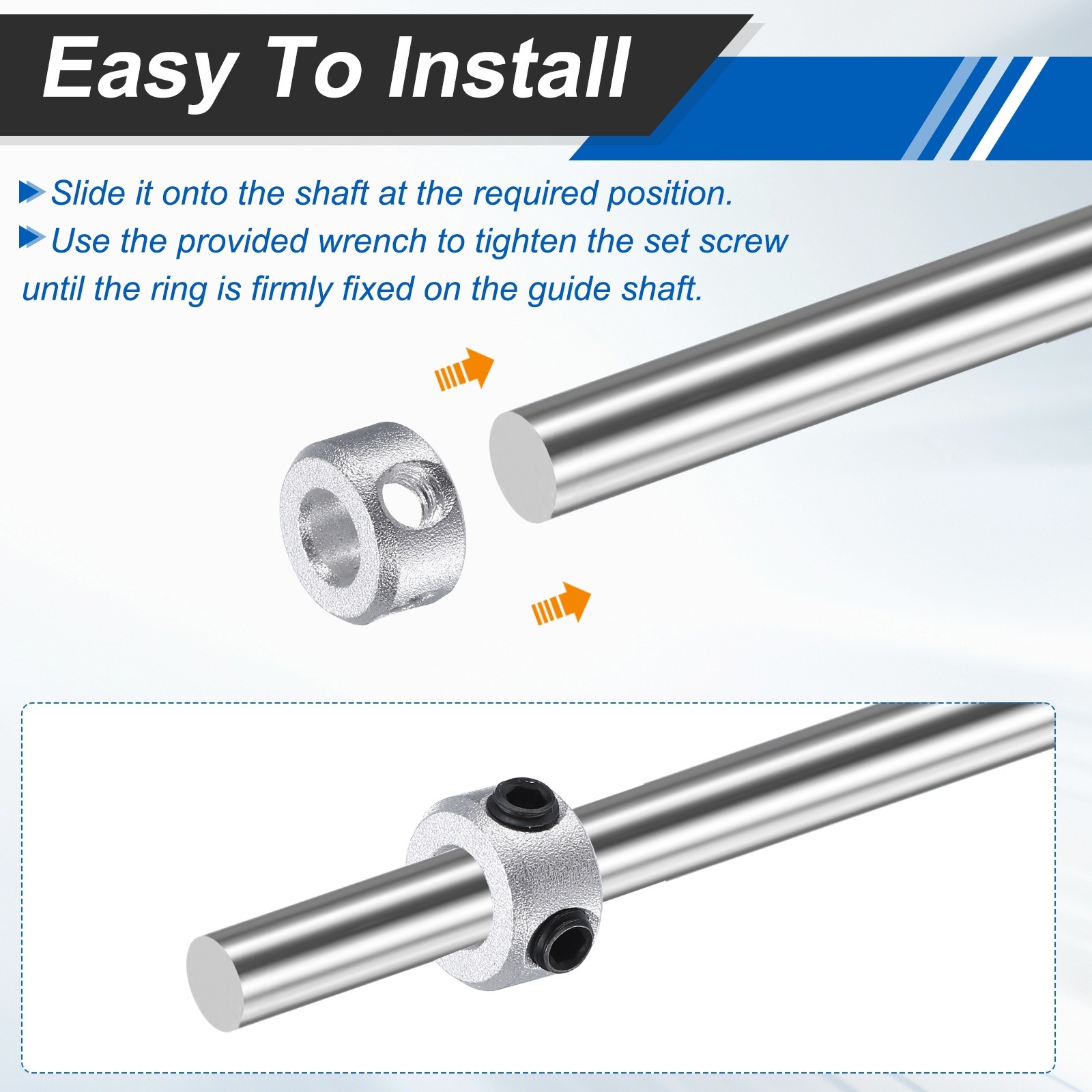10Pack Shaft Collars, 5mm Bore 6mm t Axle Collars 11mm OD, Silver
