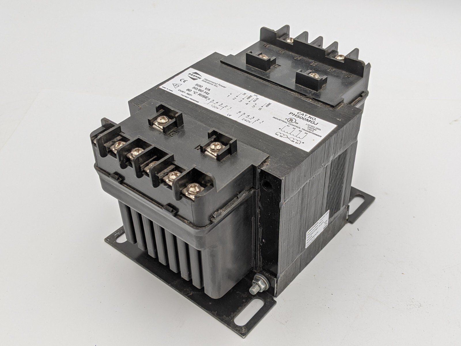 Hammond PH500MGJ Control Transformer 50/60 Hz 208/277/380 VAC 500 VA Used