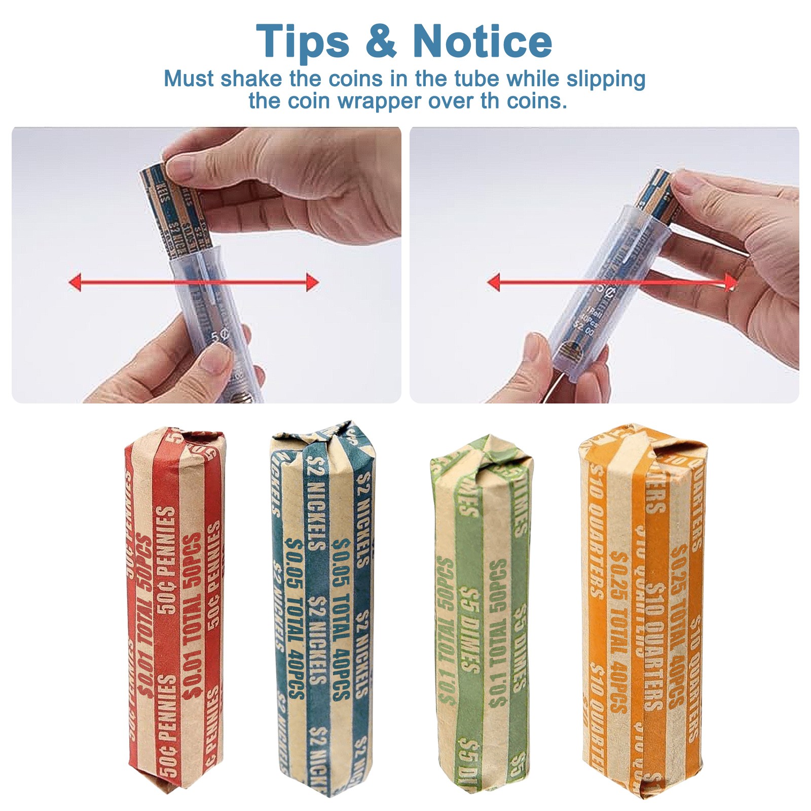 4-In-1 Coin Counter Sorter Tube Accurate Count for Pennies Nickels Dimes Quarter