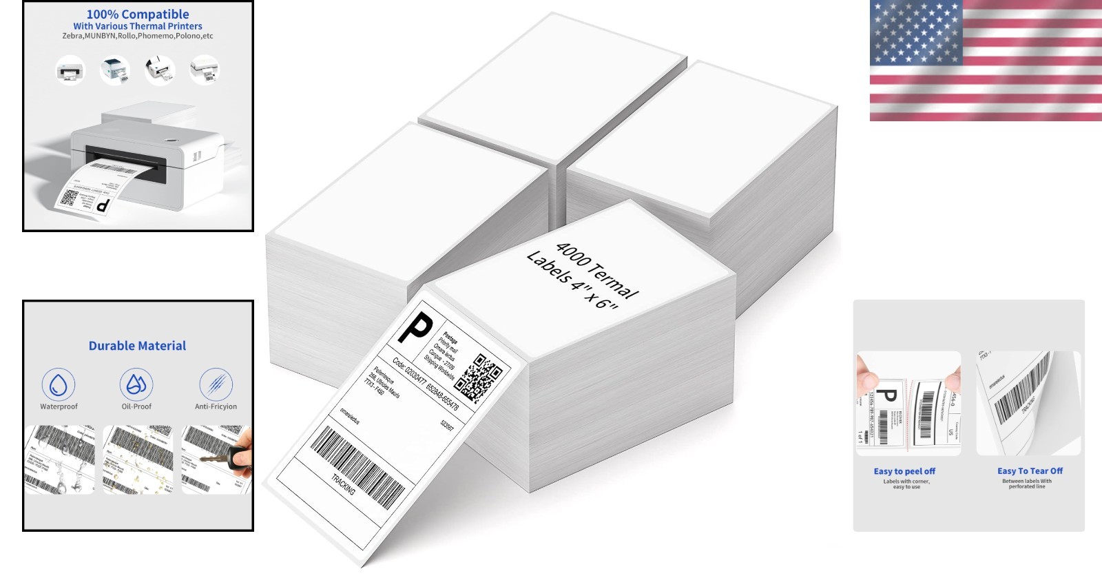 4000 Total 4″x6″ Direct Thermal Labels – Perfect for Zebra & Elton Printers