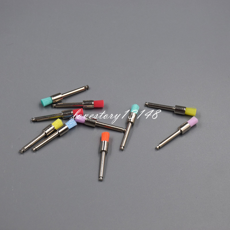 200Pc White Mixed Colors Nylon Flat Dental Polishing Polisher Brush Latch Prophy