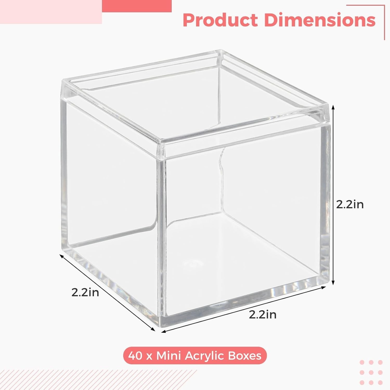40 Pcs Acrylic Boxes – Clear Small Square Display Boxes, 2.2 x 2.2 x 2.2 in, …