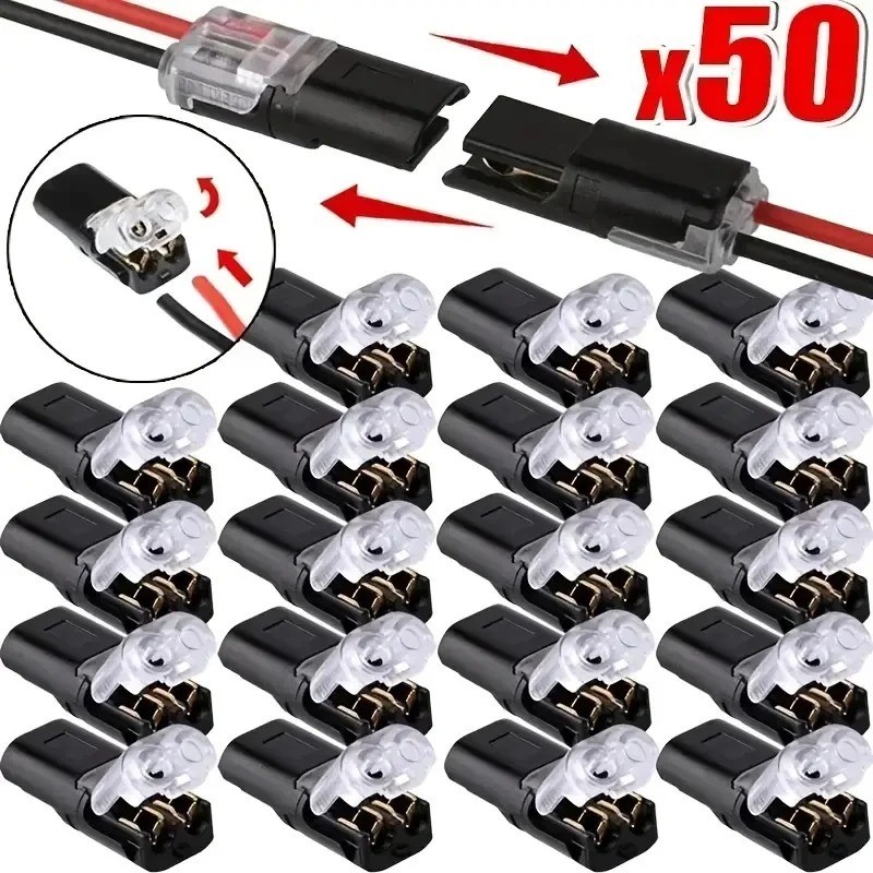 100pcs Double-Wire Plug-in Connector, Cable Clamp with Locking Buckle, AWG 18-22