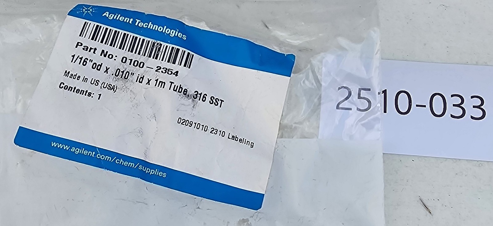 Agilent Technologies 0100-2354 Stainless Steel Tubing 1/16 in OD x 0.010 in ID