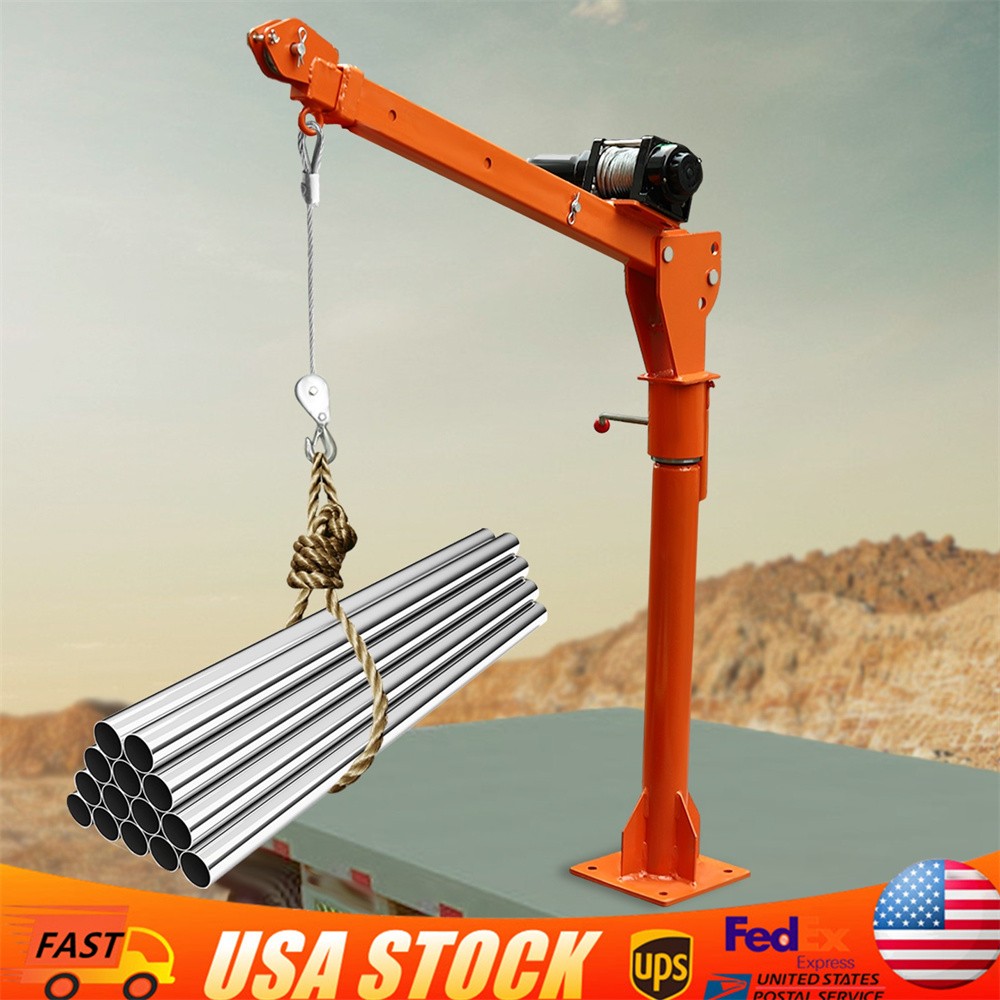 1100lb Q235 Steel Truck-Mounted Crane Hoist 12V Electric Pickup Truck Jib Cranes