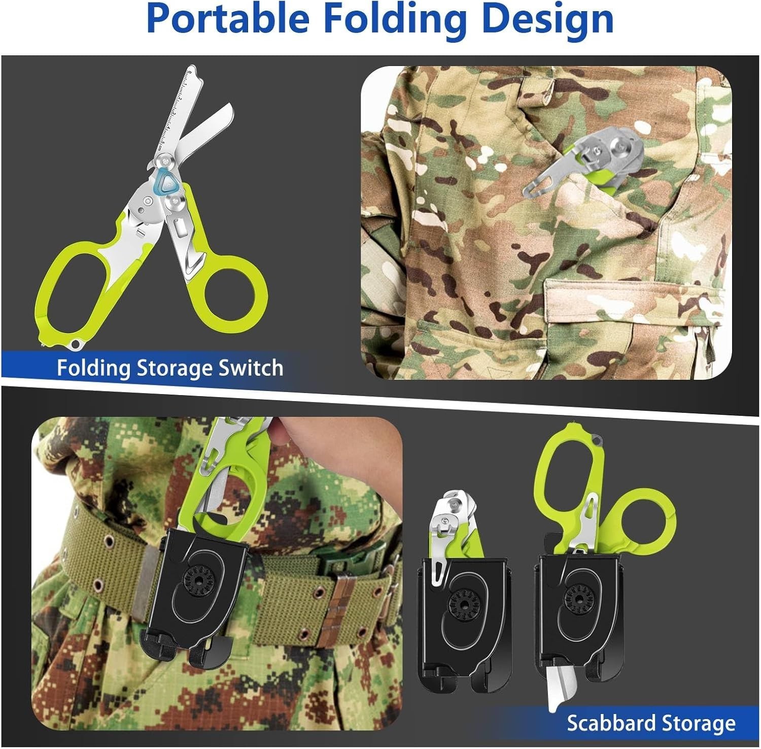 Emergency Trauma Shears Medic EMT Heavy Duty 6-in-1 Multi Function w/ Holster