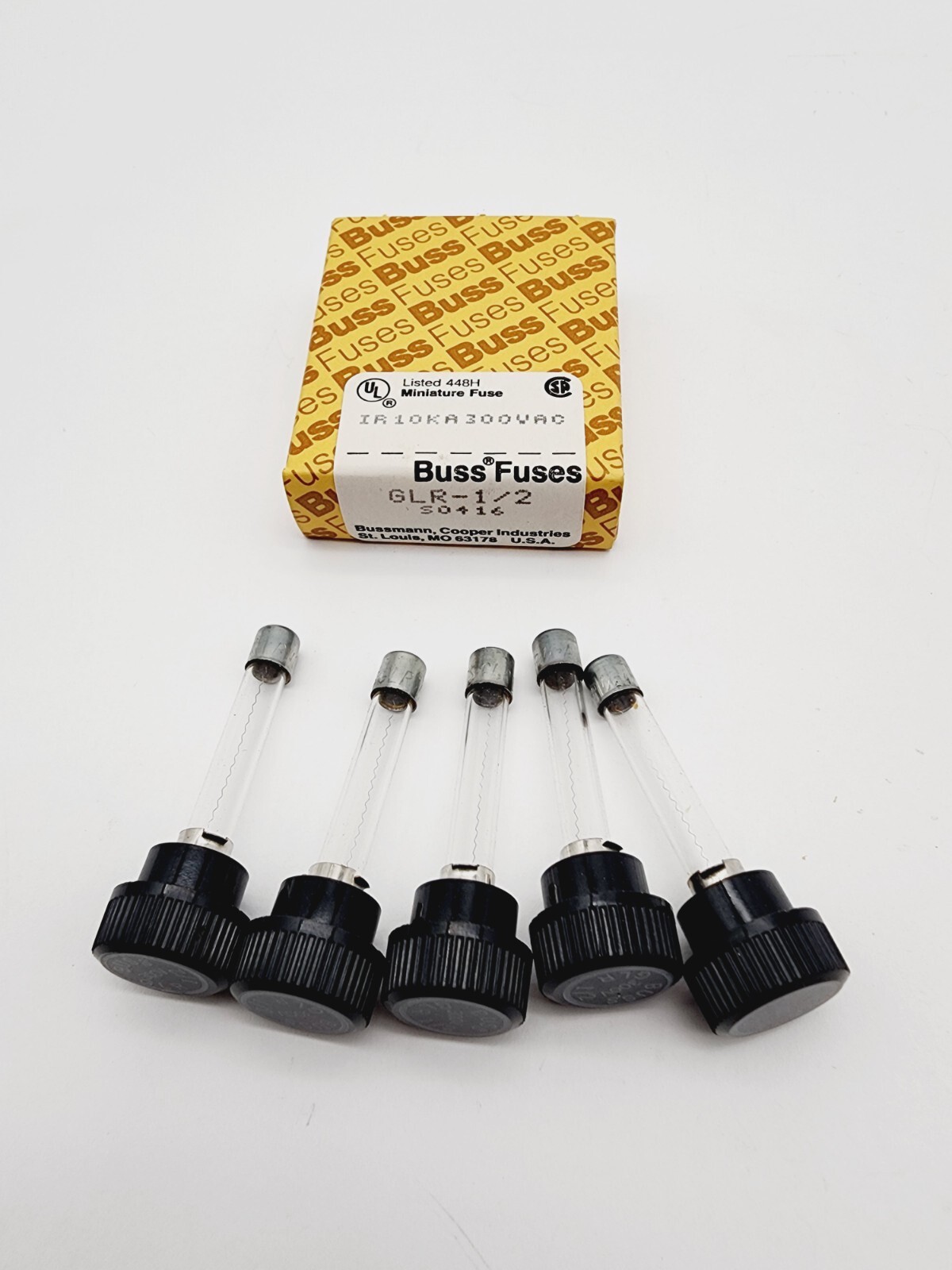 Bussmann GLR-1/2 Fast Acting Non-Rejecting Miniature Fuse 1/2A 300V – Lot of 5