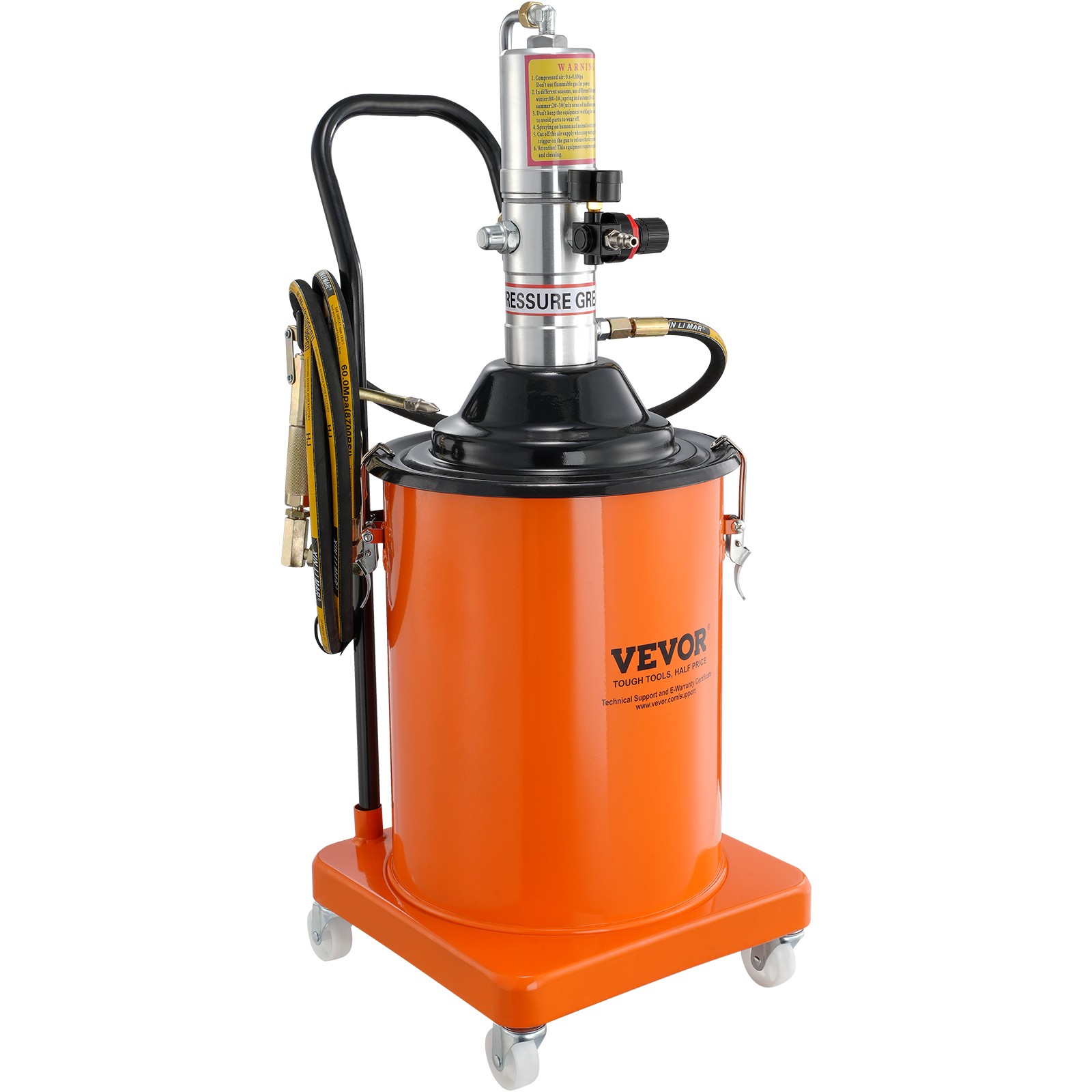 VEVOR Grease Pump Air Operated Grease Pump 5 Gallon 13 ft Hose Grease Bucket