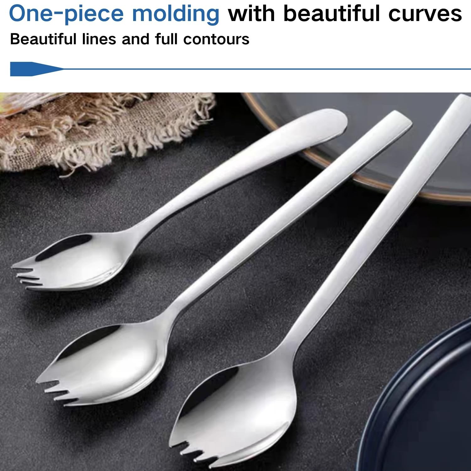 4-pack Stainless Steel Sporks for Everyday Use,Camping Hiking Heavy Duty Flat…