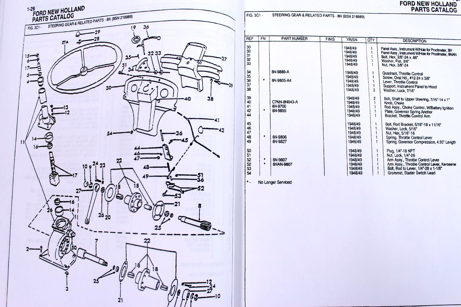 Ford 9N 2N 8N Tractor Assembly Parts Manual Catalog Book Exploded View 1939-1952