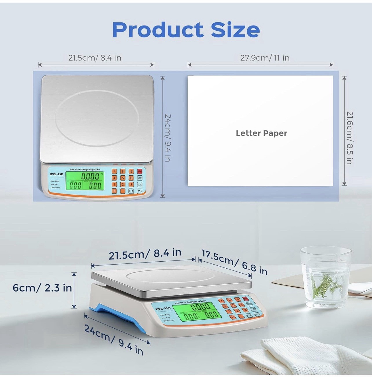 Bonvoisin 66lb/30kg Food Scale Stainless Steel Price Computing kg/lb/oz 1g