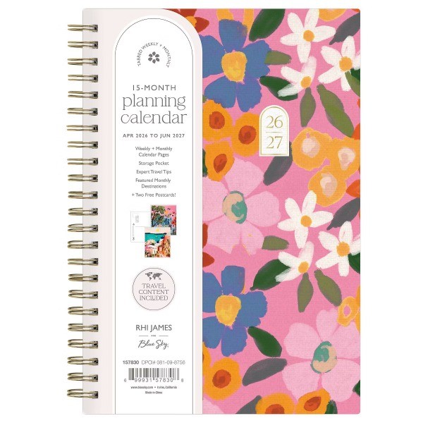 Weekly/Monthly Planner 15 Month Wirebound 5"x8" Textured Paper