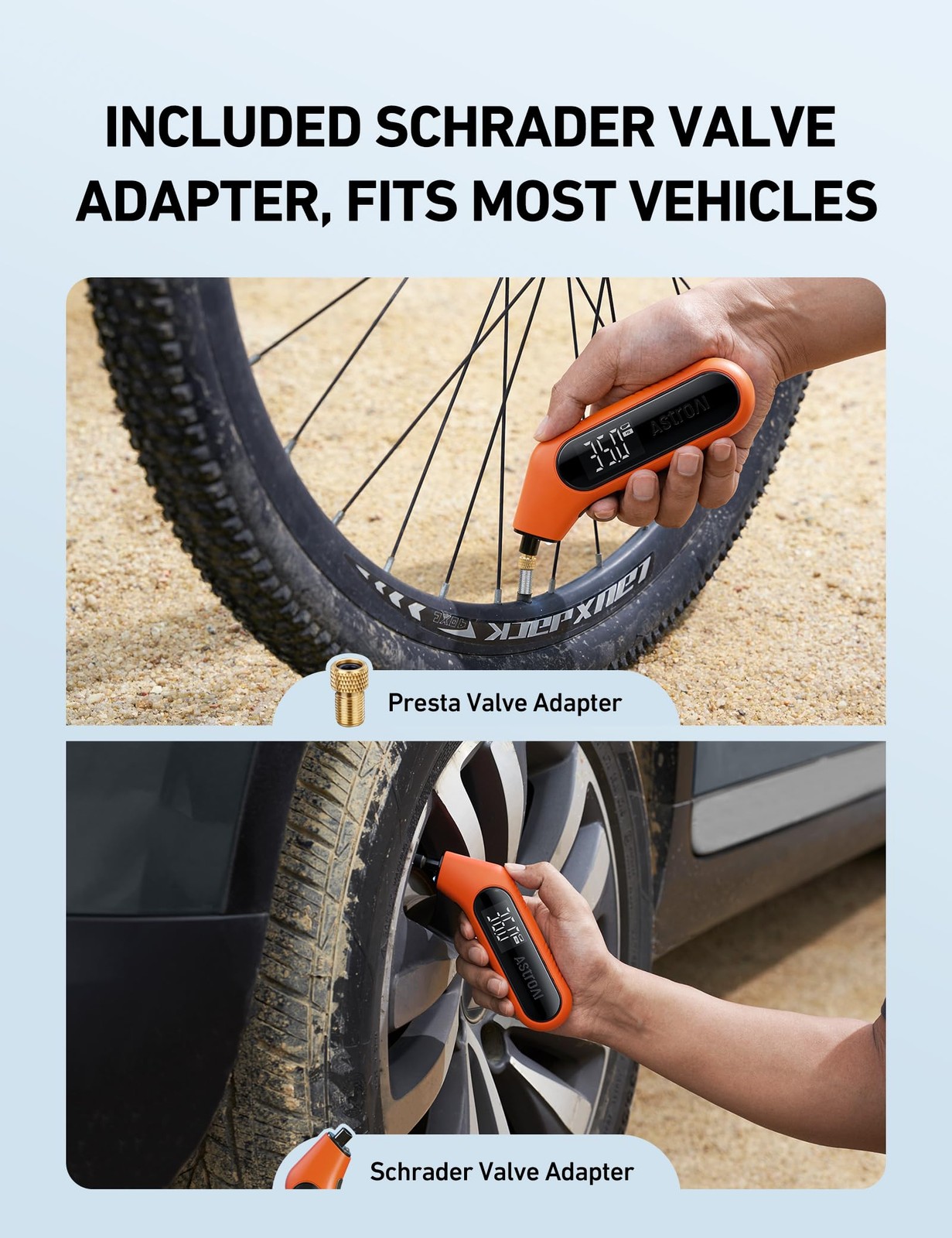 AstroAI Digital Tire Pressure Gauge 3-300PSI Calibrated to 2 Pack, Orange