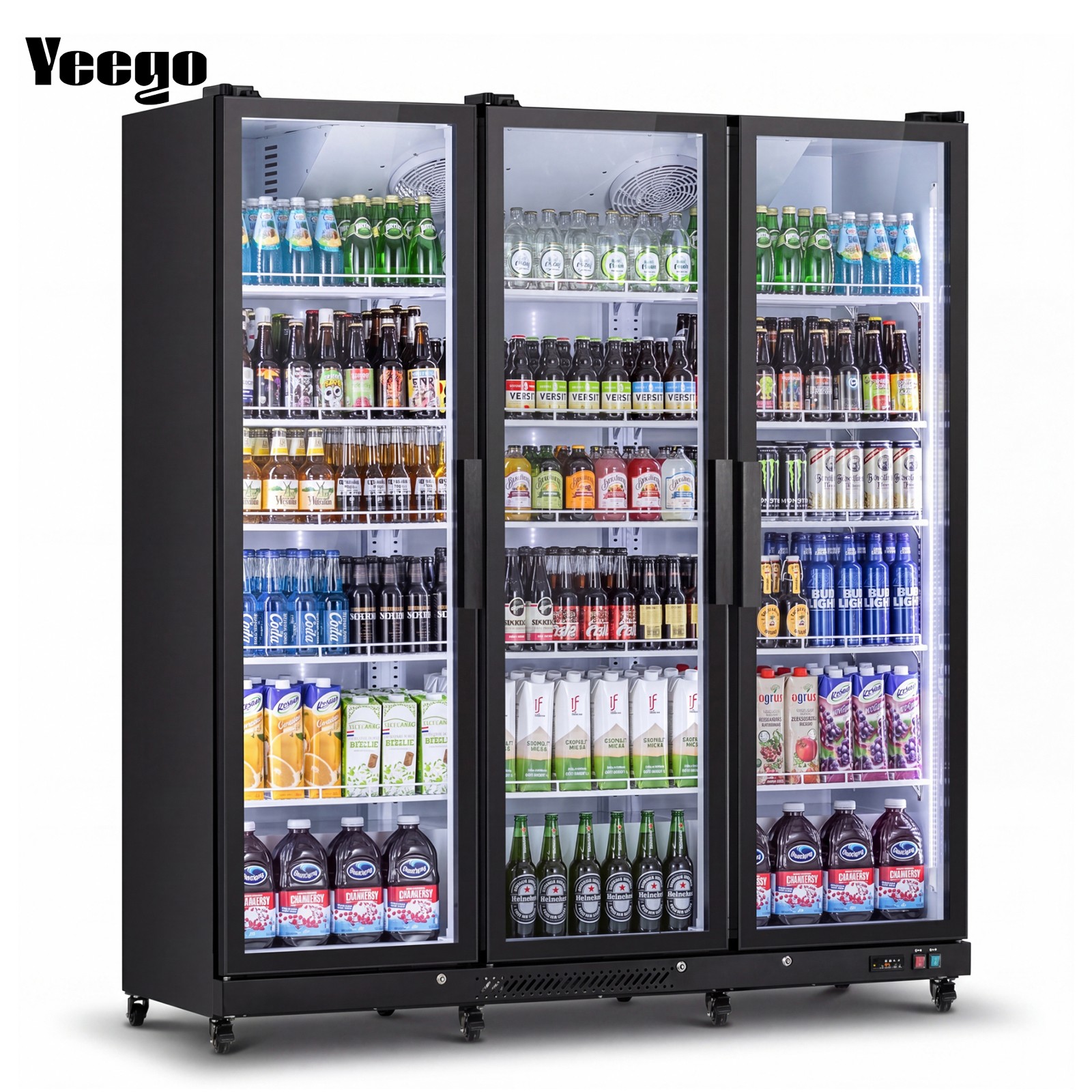 Yeego Commercial Merchandiser Refrigerator 46 Cu.ft Beverage Cooler 3 Glass Door