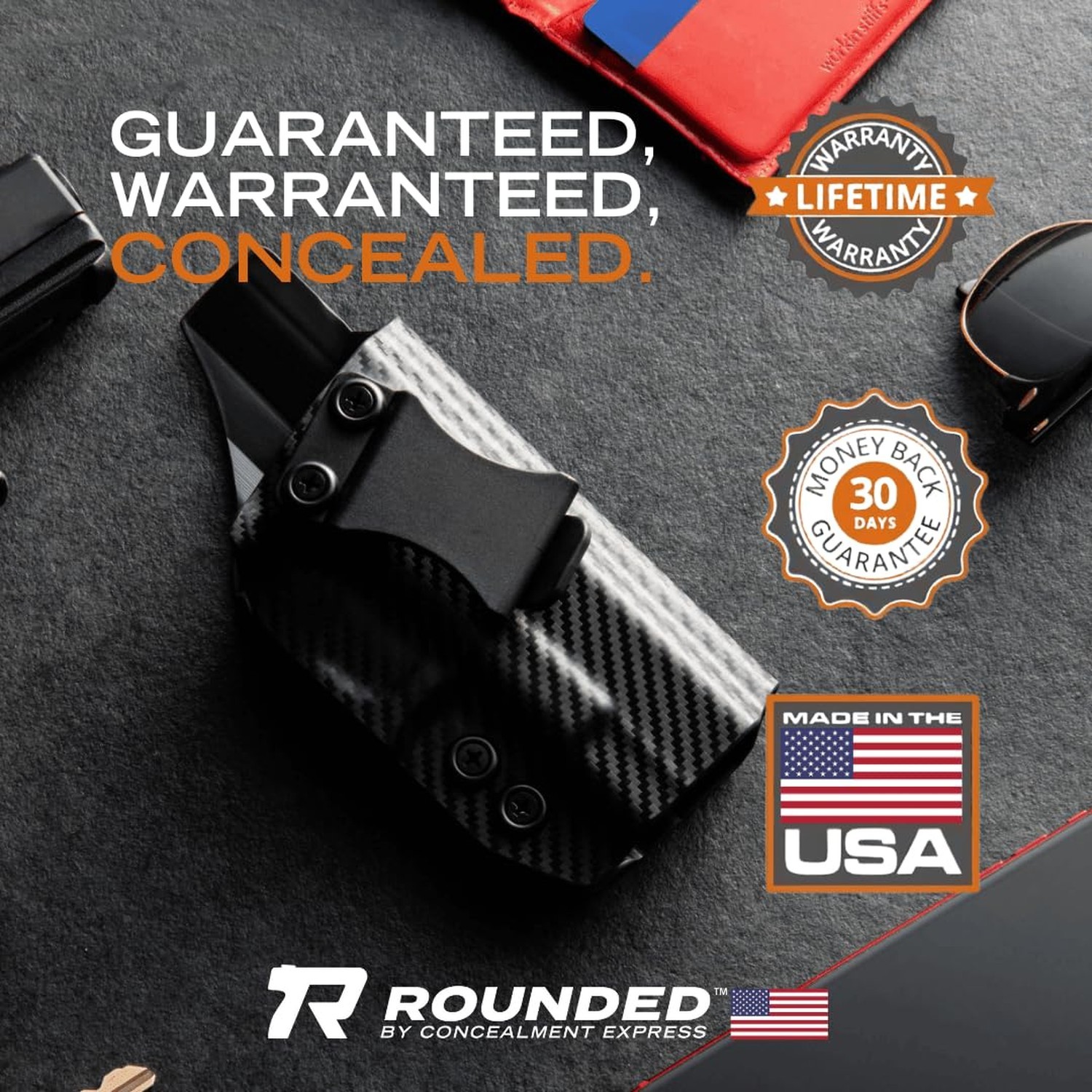 Rounded Tuckable Holster – IWB, Inside Waistband Concealed Carry, American Ma…