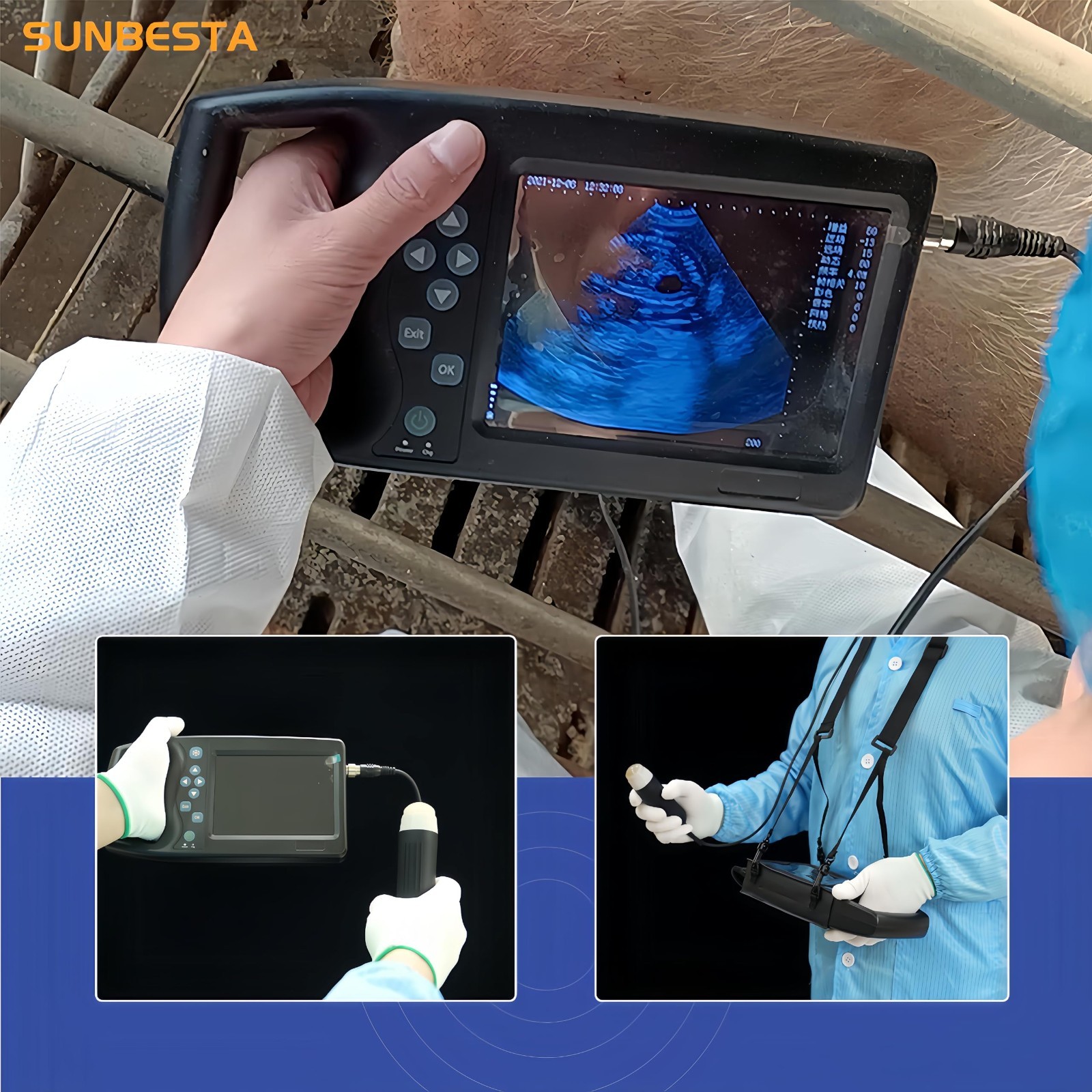 Vet Ultrasound Machine for Pregnancy 3.5Mhz Convex Probe for Dog,Cat,Goat,Pig