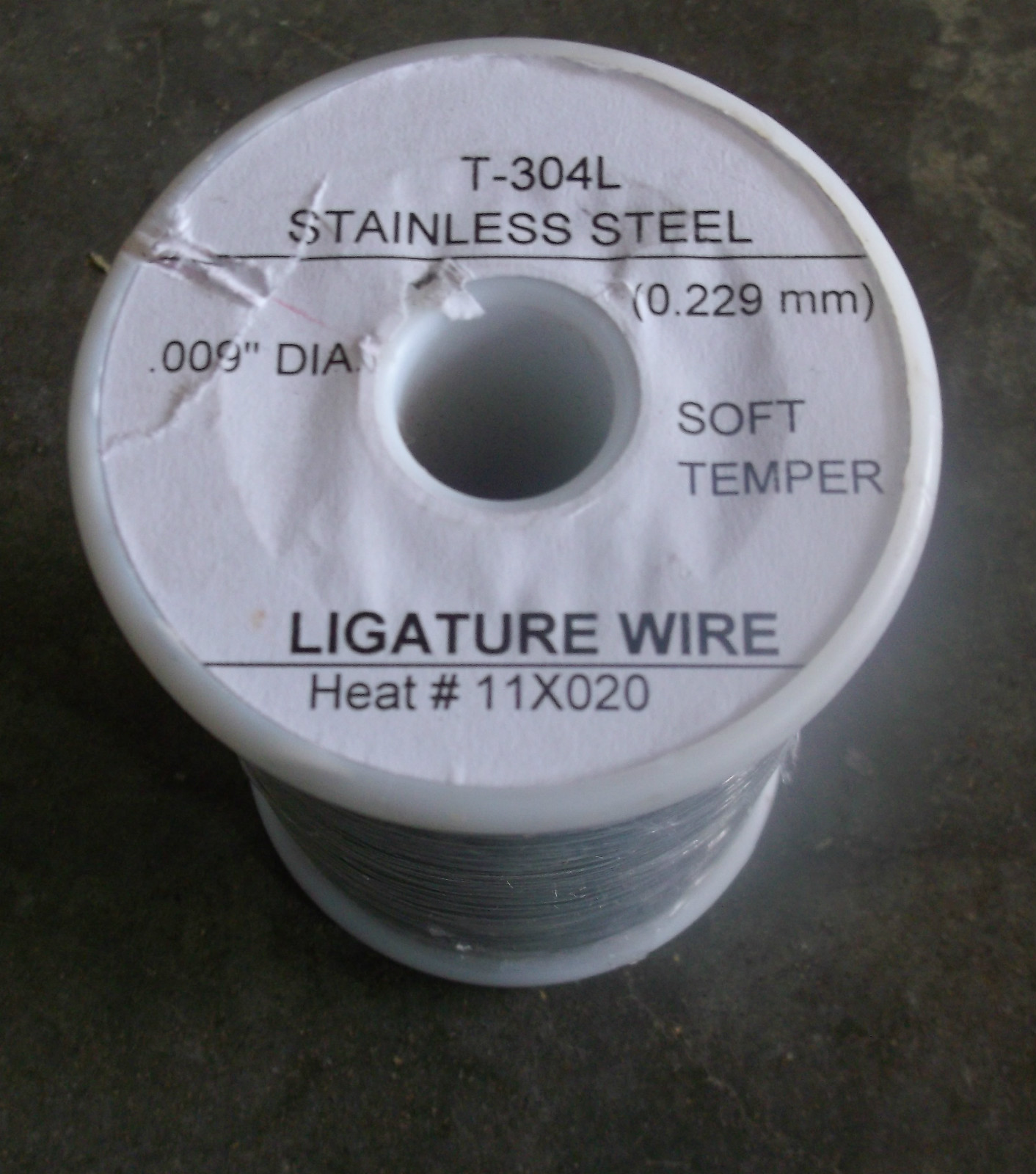 Spooled Ligature Wire Soft Temper T-304L SS .009″ (.229mm) Dia. 1lb (500g)
