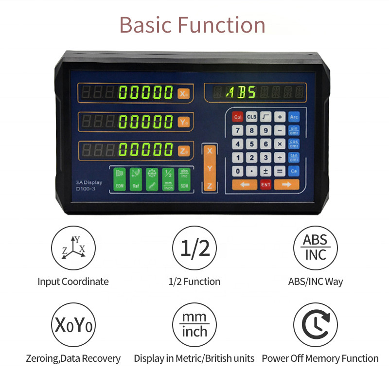 LED Digital Readout 2 Axis 3 Axis Linear Glass Scale 5um 130mm-1020mm USA Stock