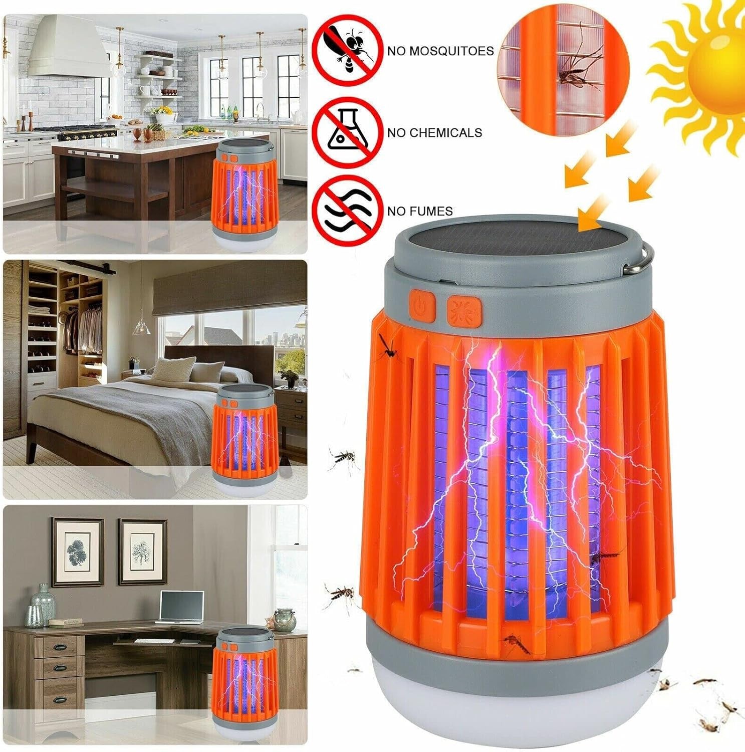 2-Pack Solar Mosquito Killer Lamp – Orange for Outdoor Garden, Patio & Yard Use