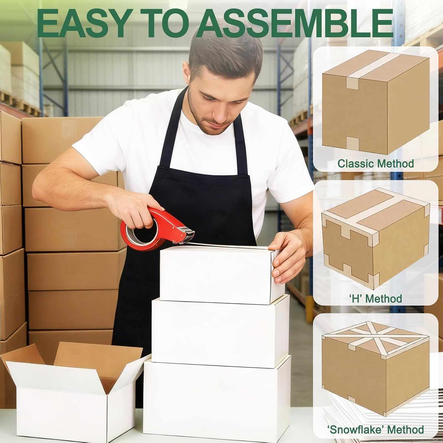 43-Piece Assorted Sizes Small Shipping Boxes – White Corrugated Mailing Boxes fo