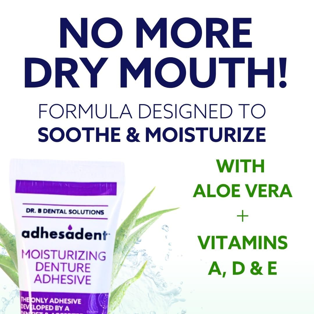 Dr. B Dental Solutions Adhesadent Moisturizing 2.4 Ounce (Pack of 2), Green