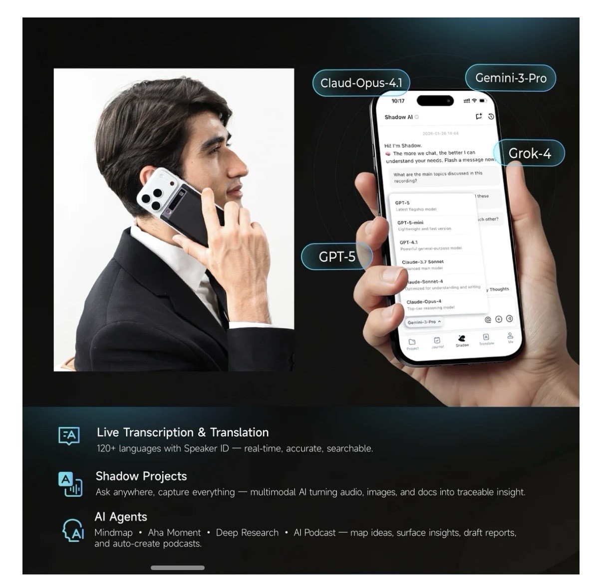 Mobvoi TicNote AI Voice Recorder 64GB AI Transcription Translation MagSafe