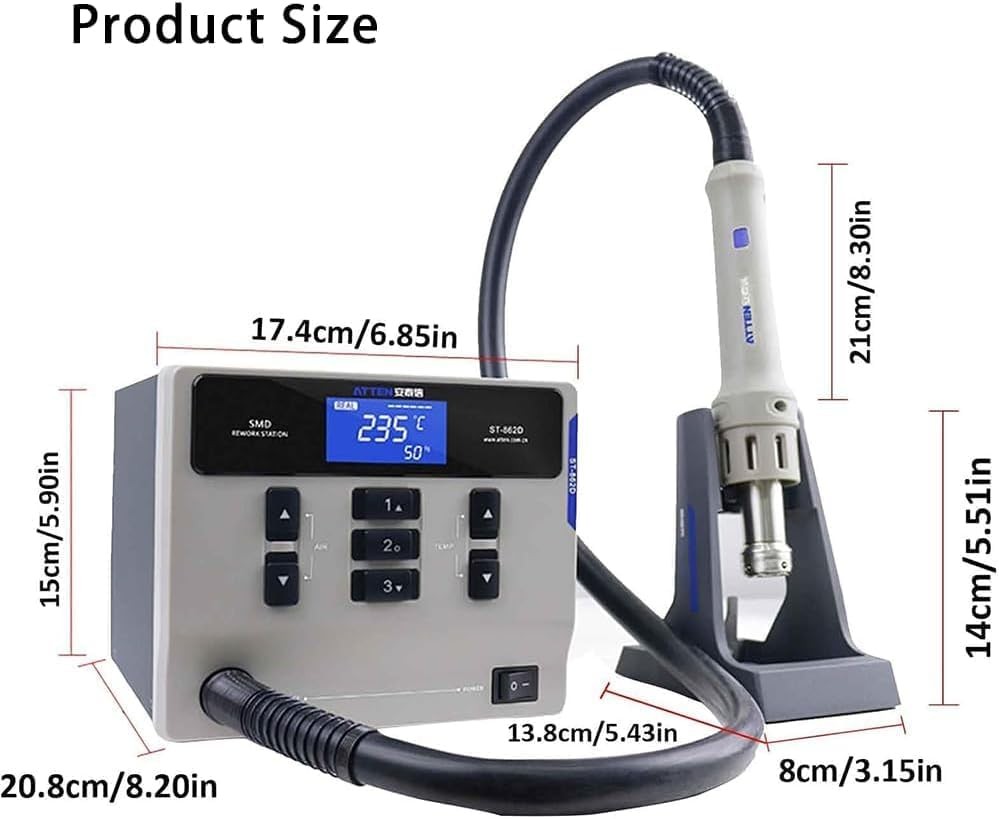 ATTEN ST-862D Hot Air Gun Soldering Station Digital Display 1000W Rework Station