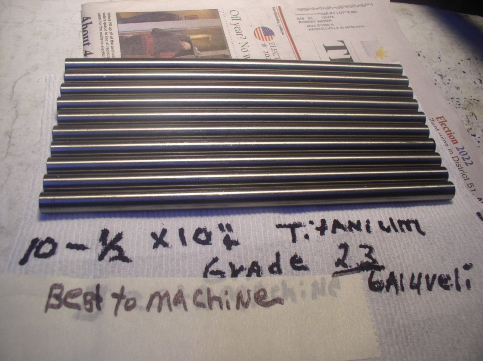 1/2″ TITANIUM ROUND ROD 6 AL-4VELI 10 pcs.10″+POLISHED GRADE 23 10 pcs,