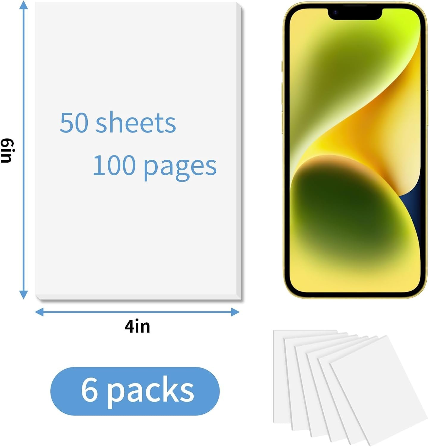 Note Pads 4×6 Inch, 6 Pack Blank Scratch Pads, 50 Sheets Per Memo Pad for Wri…