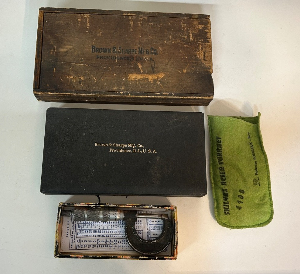 LOT of 4, Brown & Sharpe Outside Micrometer 0-1″ and 2-3″ Vernier USA Case onFL