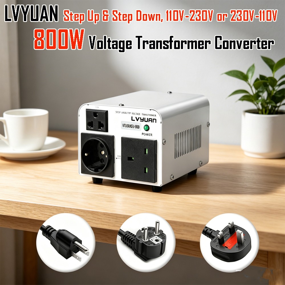 800W Voltage Transformer Converter 110V ⇄ 230V Step Up & Step Down White, Boat