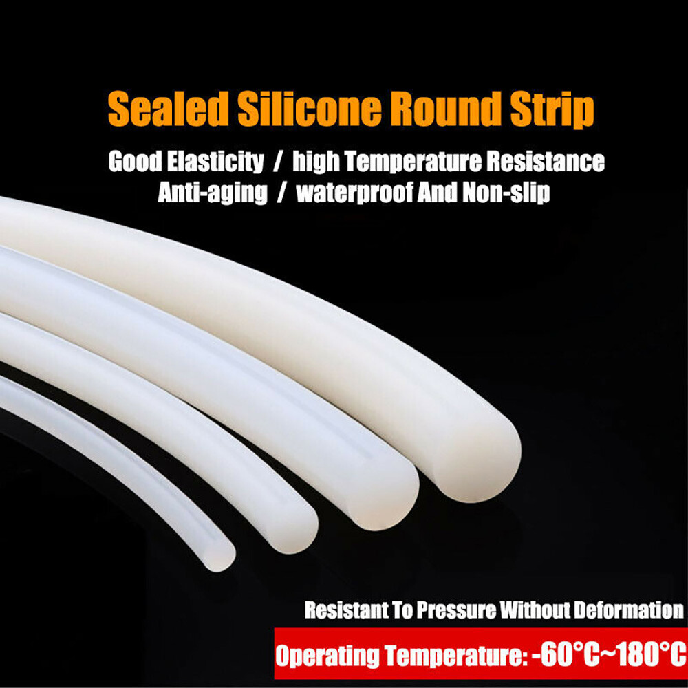 Solid Silicone Cord Bar Strip Dia 1mm-25mm White Rubber Seal Insulation Door