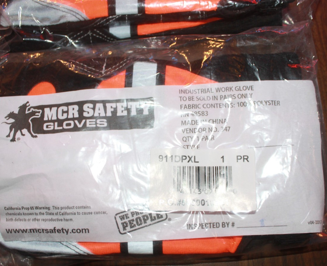 2 Pair MCR Safety Orange Hi Vis Work Gloves AND 2 ORR Safety Vests Retro XL-2XL
