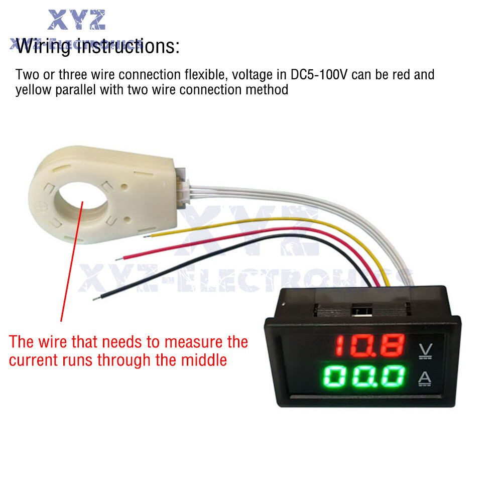 DC0-300V 50/100/200/400A Digital Current Voltage Meter Hall Ammeter Voltmeter