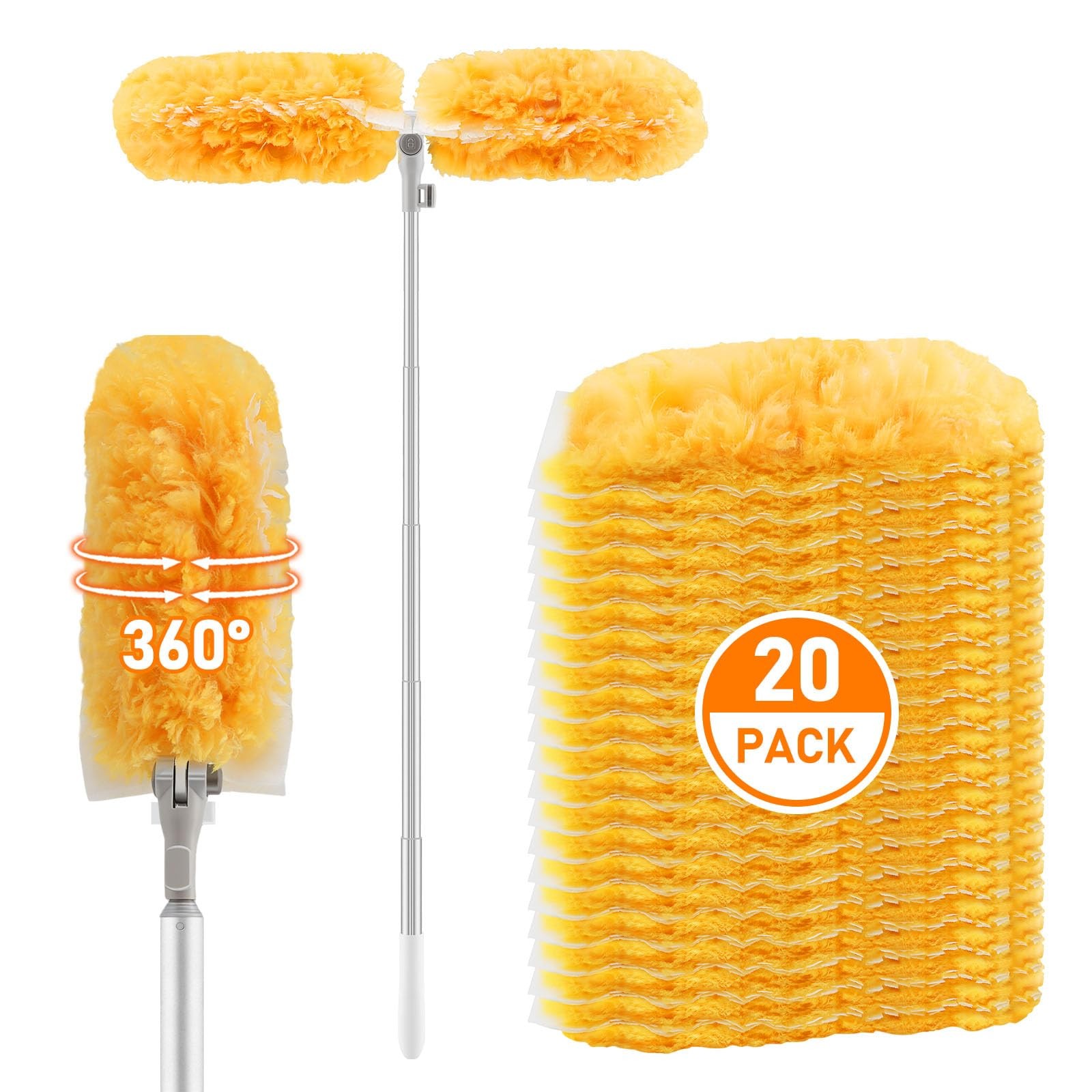 SetSail 6 ft Extendable Duster Handle with 20 Refills, 6 ft, Orange
