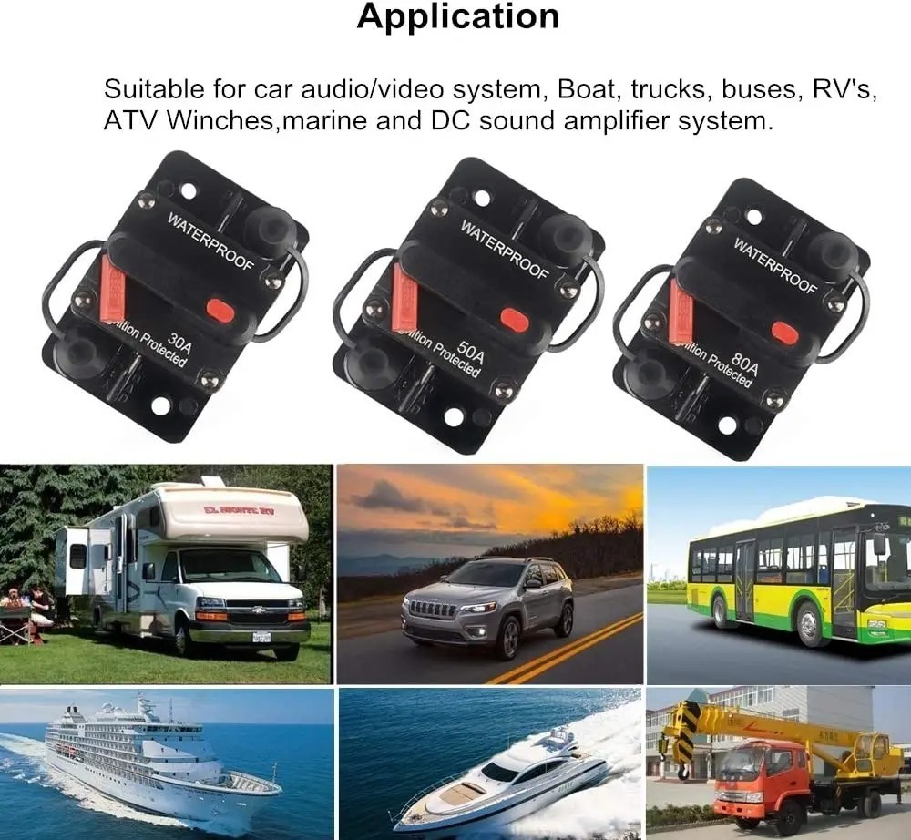 30A-300A Amp Circuit Breaker Audio Fuse 12V-48V DC Car Boat Manual Reset Switch