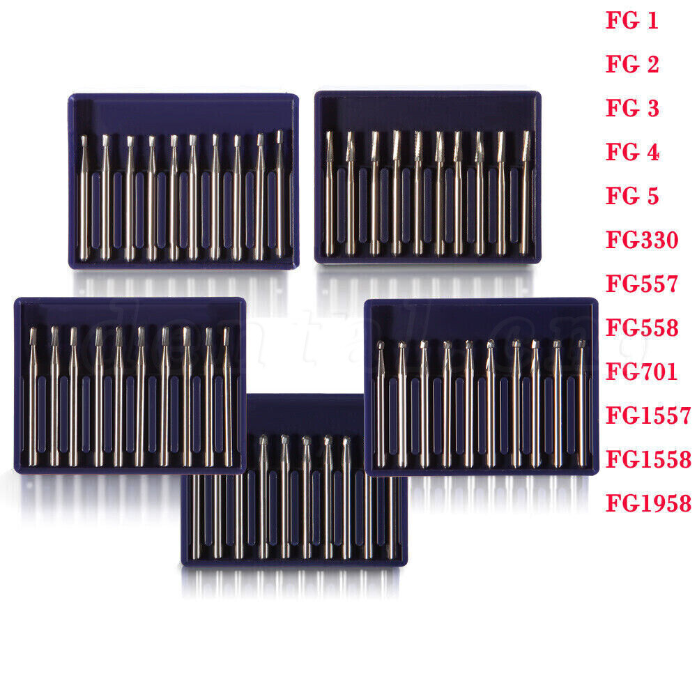 10-100 pcs Dental Tungsten Steel Carbide Crown Metal Cutting Burs For High Speed