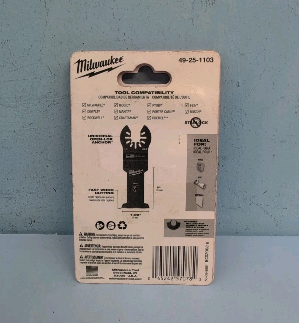 Milwaukee 49-25-1103 Universal Fit Multi Tool Wood Blade 3 Pack Black