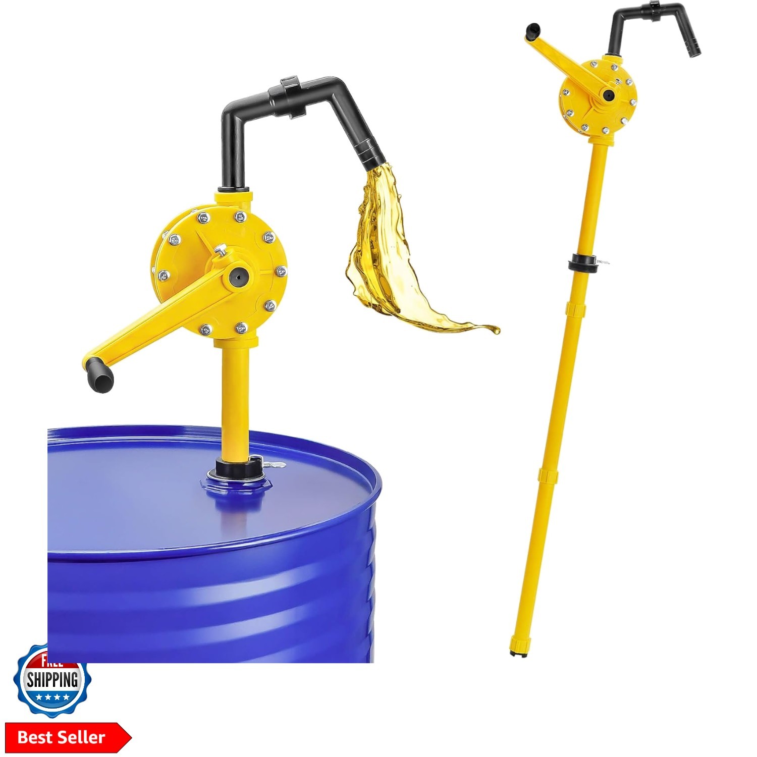 15-55 Gallon Drum Pump, 10 GPM Flow, Corrosion-Resistant Chemical Liquid Pump…
