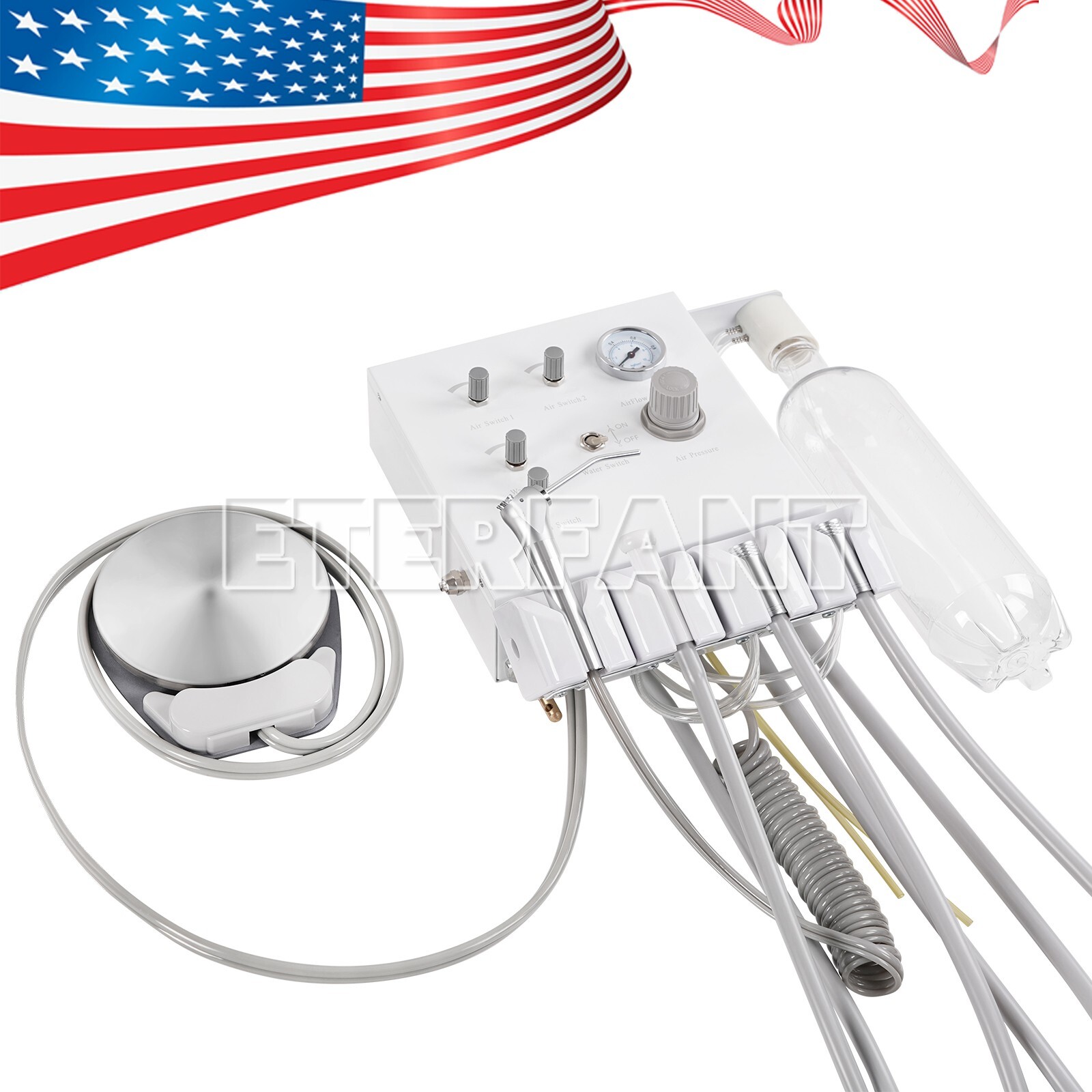 Portable Dental Turbine Unit 4 Hole with Weak Suction Work with Air Compressor