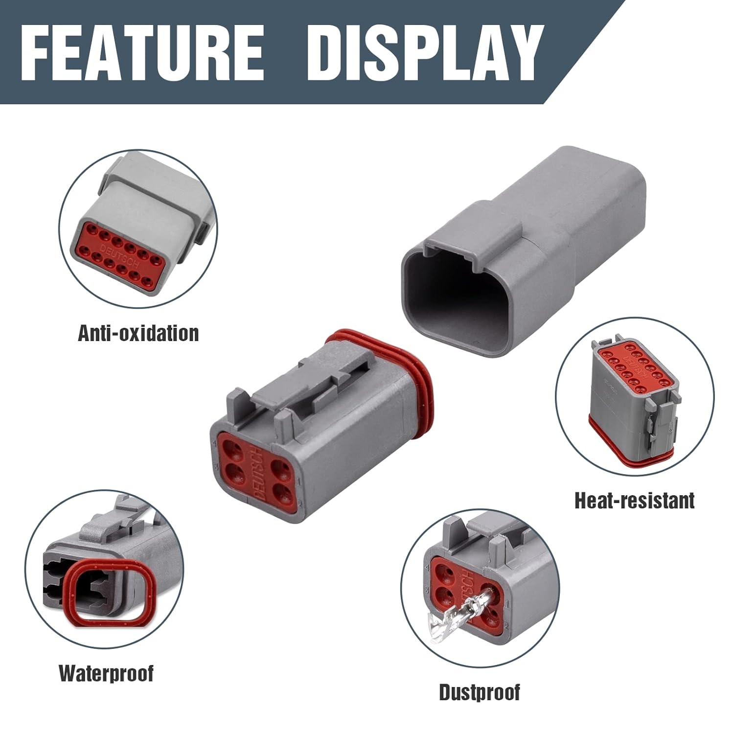 228 PCS Deutsch DT Connector Kit, 2, 3, 4, 6, 8, 12 Pin Gray Connector Assemblie
